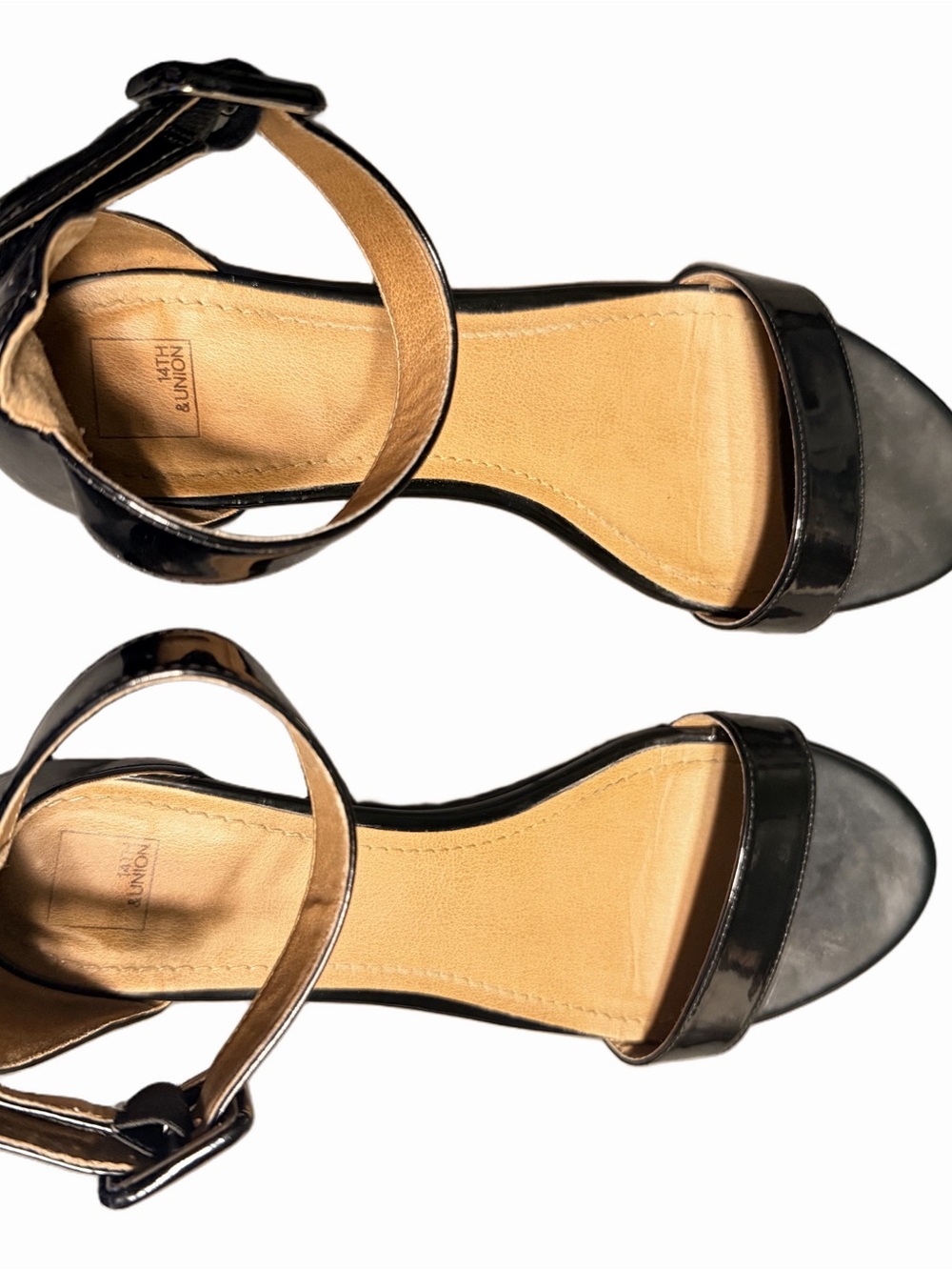 14th & Union Black Patent Ankle Strap Sandals